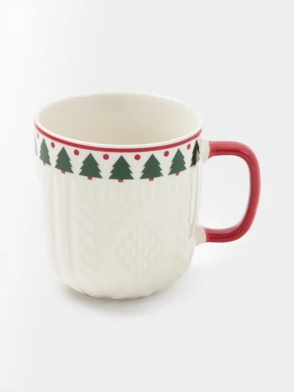 Кружка Доляна «Уютный новый год. Ёлка», 370 мл, фарфор, белая Кружка Доляна «Уютный новый год. Ёлка», 370 мл, фарфор, белая