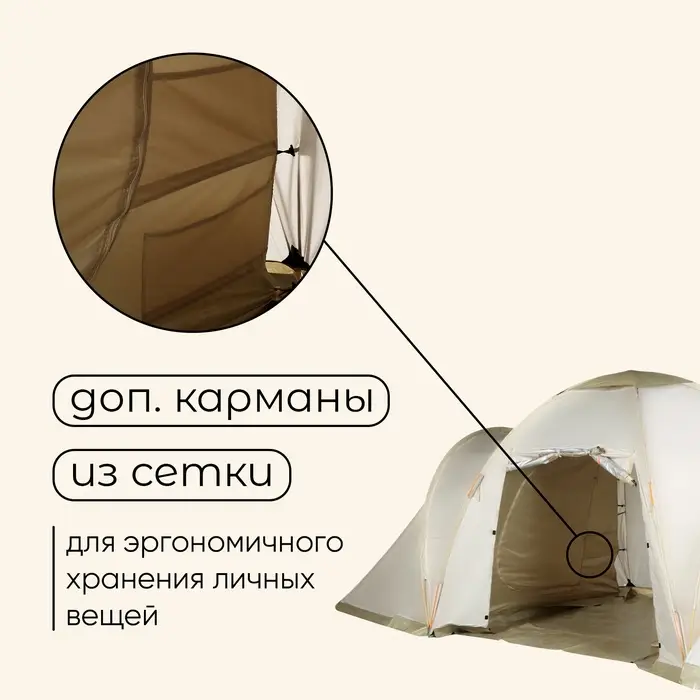 Палатка туристическая, кемпинговая maclay enisey cool 6, 6-местная, с тамбуром