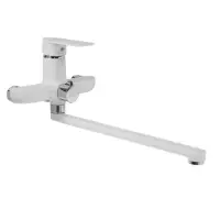 Смеситель для ванны ZEIN Z3415, картридж 35 мм, с душевым набором, цинк, белый/хром