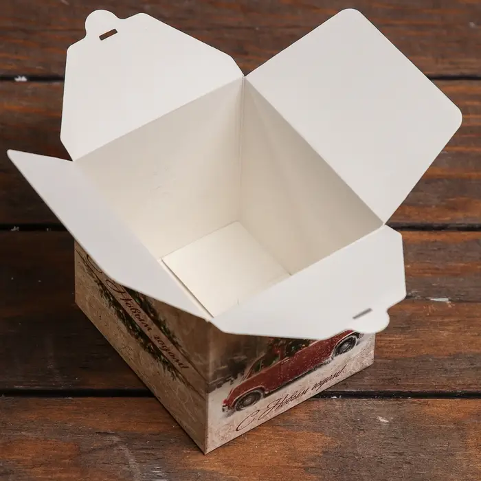 Коробка складная, подарочная новогодняя «Зимний пейзаж» 10×10×10 см Коробка складная, подарочная новогодняя «Зимний пейзаж» 10×10×10 см