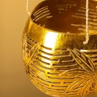 Подсвечник подвесной из кокоса, 9-12 см, золотистый
