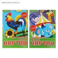 Картон цветной двусторонний А4, 5 листов, 10 цветов "Хобби тайм", мелованный, 190 г/м2, МИКС