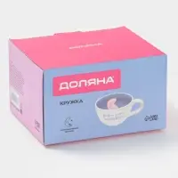 Кружка Доляна &laquo;Луна&raquo;, 475 мл, керамика, с фигуркой, белая, голубая