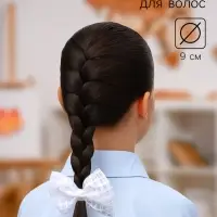 Бант для волос на резинке &laquo;Бантик&raquo;, хрусталь клетка, 9 см, белый