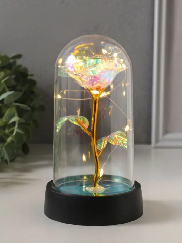 Фигурка световая колба RISALUX &laquo;Цветок&raquo;, LED-ночник, 3&times;AG10, белый, 8.5&times;8.5&times;15.5 см