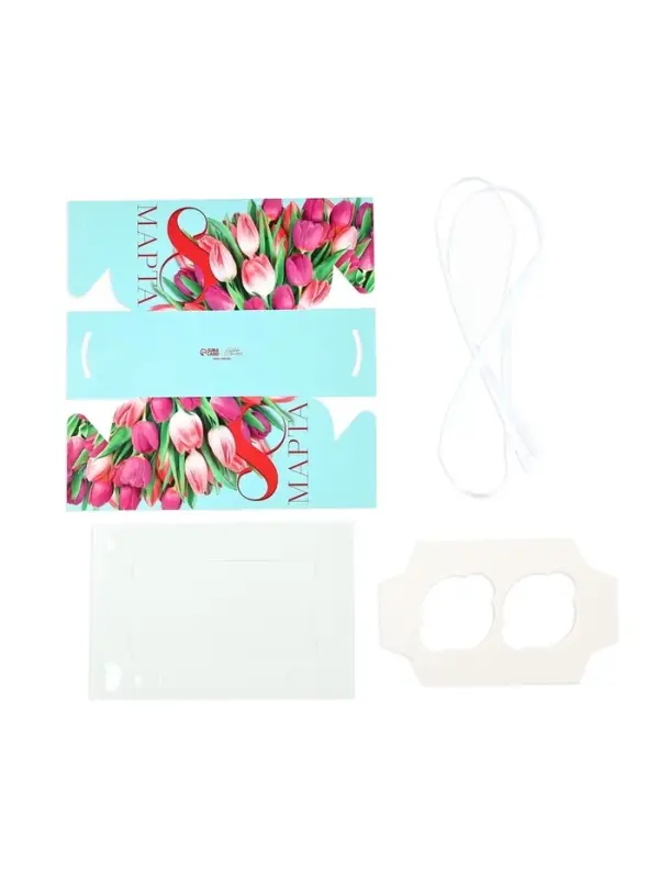 Коробка для капкейков, кондитерская упаковка, 2 ячейки &laquo;8 Марта&raquo;, 16&times;8&times;10 см