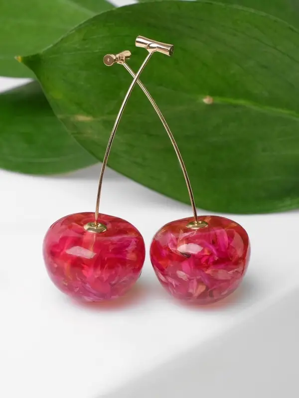 Серьги пластик &laquo;Ягодка&raquo;, черешня, красные в золоте
