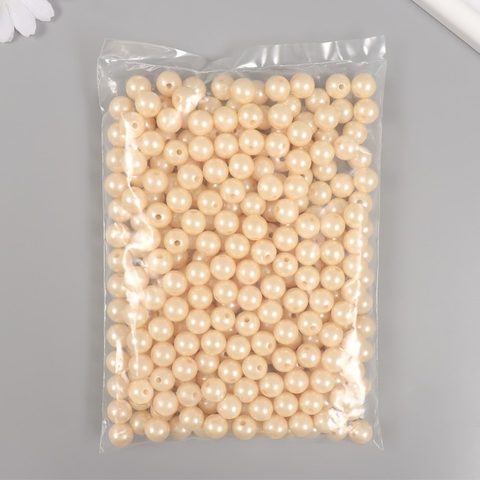 Набор бусин Набор бусин "Жемчуг" d 12 мм, 250 гр, ярко-бежевый