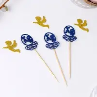 Набор пасхальных топперов «ХВ», 3 шт., синие, 14,5 см, ангелы золотые 4,5 см Набор пасхальных топперов «ХВ», 3 шт., синие, 14,5 см, ангелы золотые 4,5 см