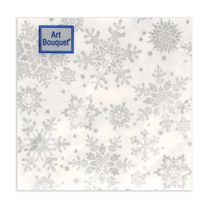 Салфетки новогодние бумажные Art Bouquet «Серебряные снежинки», 2 слоя, 20х20 см, 30 шт. Салфетки новогодние бумажные Art Bouquet «Серебряные снежинки», 2 слоя, 20х20 см, 30 шт.