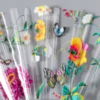 Веер складной пластик &laquo;Садовые цветы&raquo;, блеск, 23 см