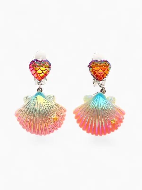 Клипсы детские «Выбражулька» ракушка, элемент сердце, разноцветные Клипсы детские «Выбражулька» ракушка, элемент сердце, разноцветные