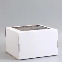Коробка для торта, кондитерская, белая, с окном 30&times;30&times;19 см, Набор10 шт.