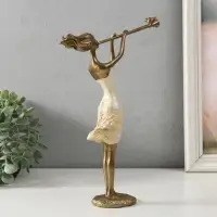 Фигурка полистоун &laquo;Девушка играет на дудке, с птичкой&raquo; под бронзу, 19&times;6.5&times;27.5 см