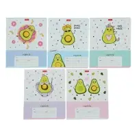 Тетрадь 12 листов в клетку Calligrata &laquo;Веселые Авокадики&raquo;, обложка мелованный картон, МИКС