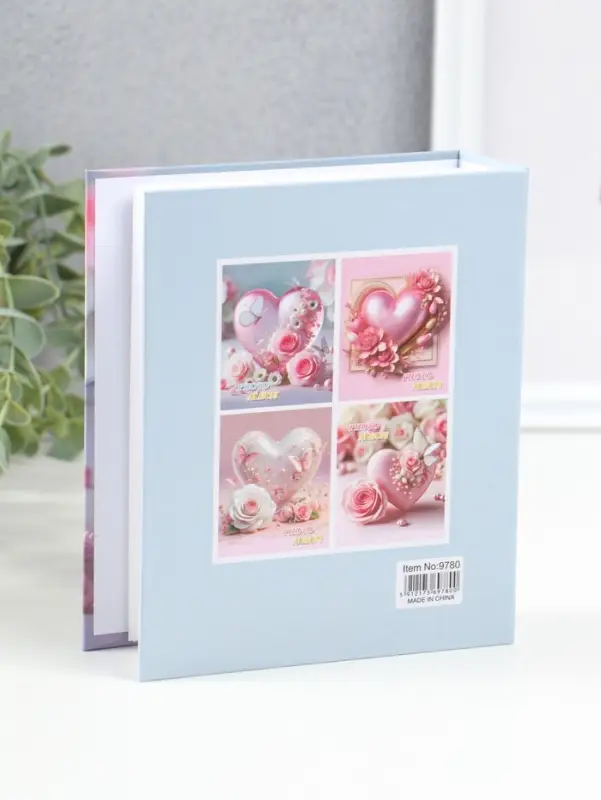 Фотоальбом на 40 фото 10х15 см "Сердце и бабочки с розами" в коробке 4,5х14х17 см