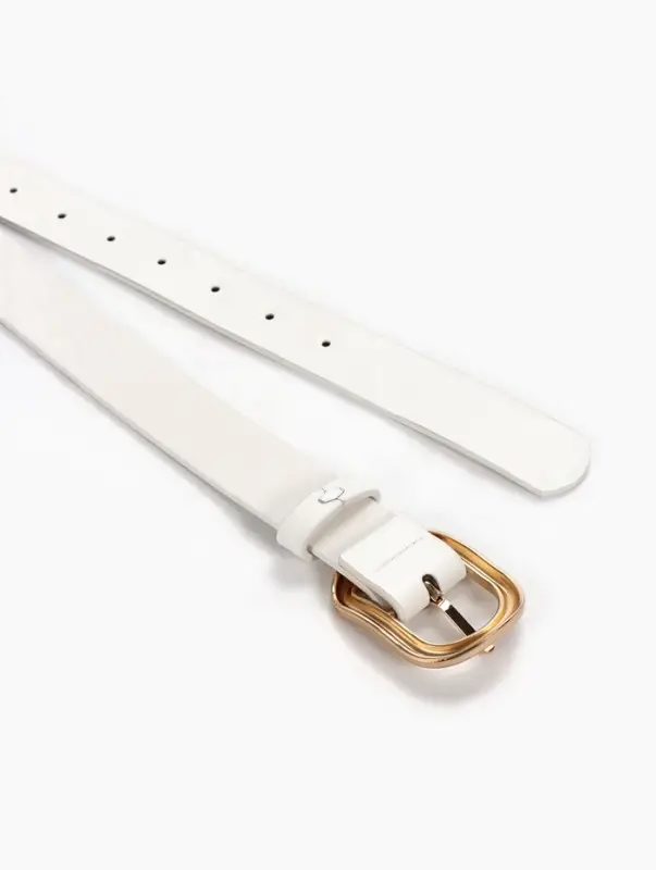 Ремень женский, 2.7&times;105 см, золотистая пряжка, 1 прокол, белый