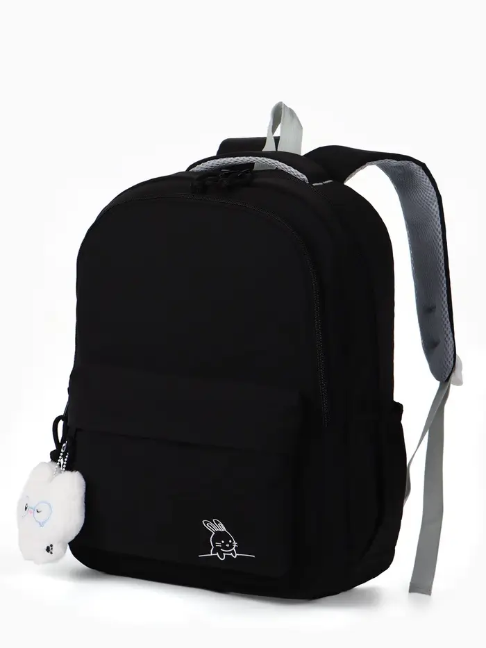 Рюкзак 31*13*48 см, 2 отд, 4 н/карм, Заяц, черный