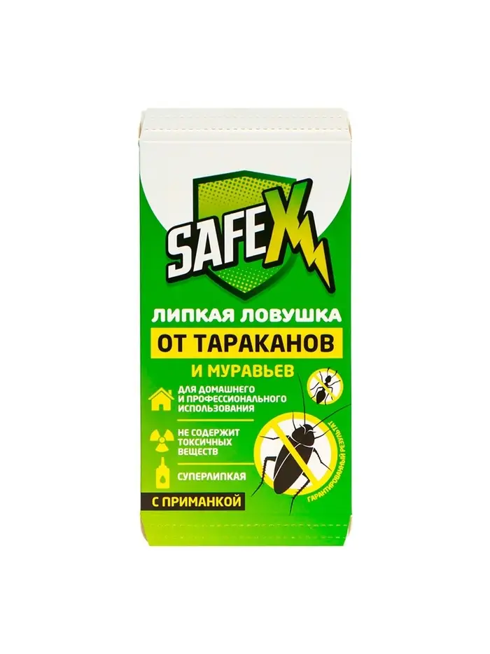 Средство от тараканов и муравьев SAFEX, ловушка-домик клеевая с приманкой, 1 шт.