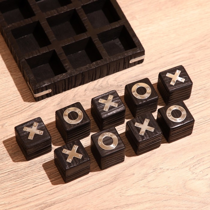 Игра настольная  Игра настольная "Крестики-нолики" 17х17 см, манговое дерево, сталь