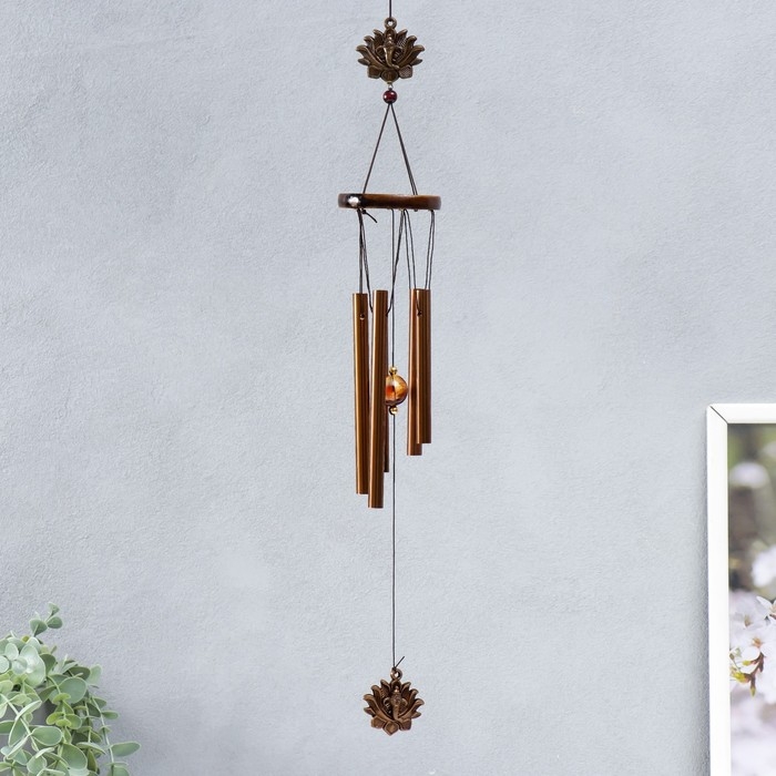 Музыка ветра металл Музыка ветра металл "Ганеша и цветок лотоса" 5 трубочек 51х6,5 см