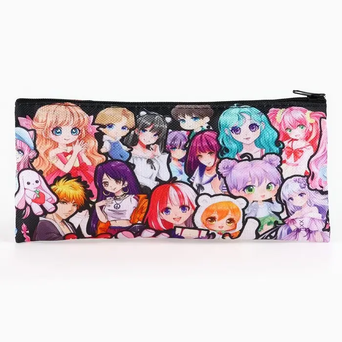 Пенал школьный, текстиль, плоский, 20&times;8 см &laquo;Стикер аниме&raquo;
