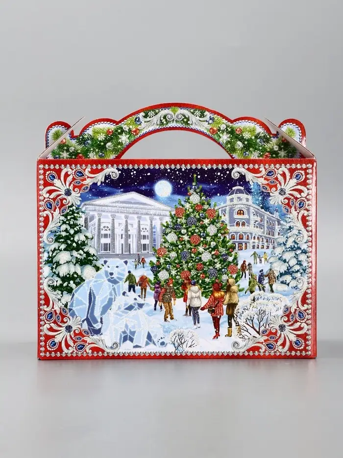 Подарочная новогодняя коробка «На катке», для сладких подарков, 25×12×24 см