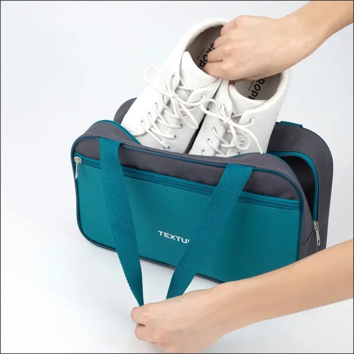 Сумка для обуви TEXTURA, на молнии, наружный карман, размер 33&times;10&times;20 см, бирюзовая