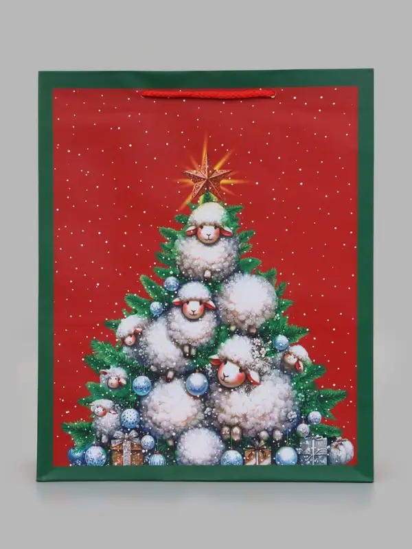 Пакет подарочный &laquo;Овечки&raquo;, 26&times;12&times;32 см