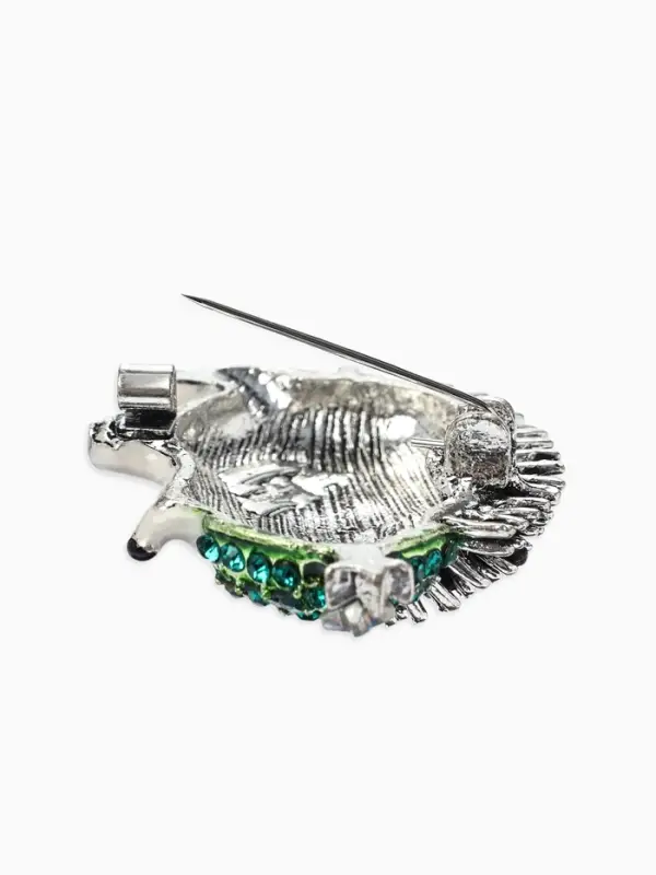 Брошь &laquo;Ежик&raquo; в шапке со звездой, цветная в чернёном серебре