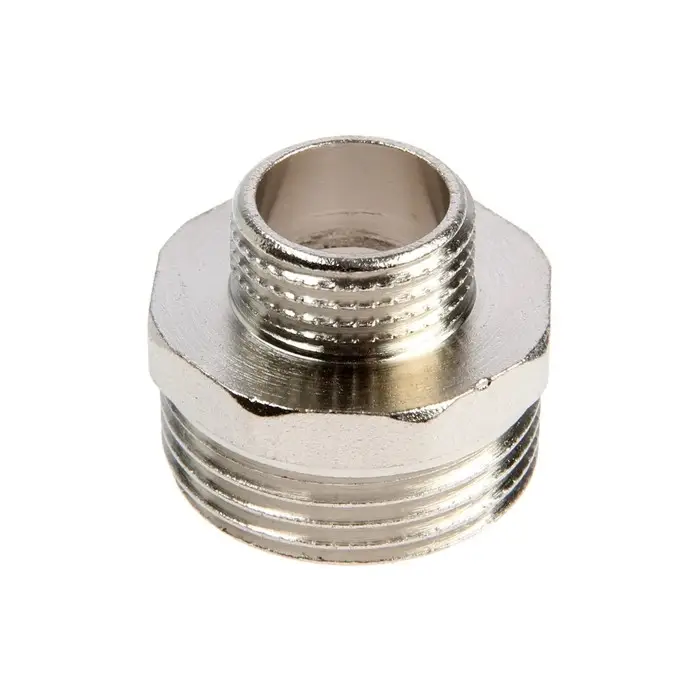 Ниппель переходной "CTM", 1" х 1/2" наружная резьба, никелированная латунь