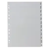 Набор разделителей листов А4 Office-2000, по месяцам ЯНВ-ДЕК, 12 листов, серые, пластик 120 мкм