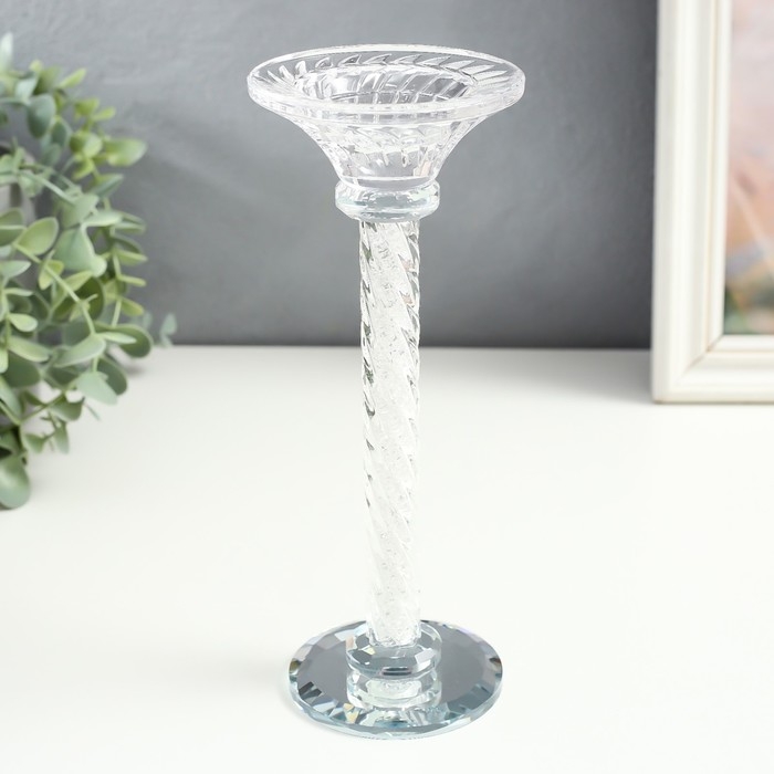 Подсвечник стекло на 1 свечу Подсвечник стекло на 1 свечу "Спираль" бисер в ножке 9х9х22 см