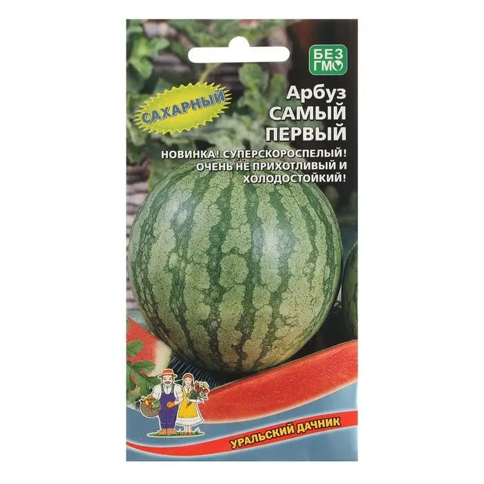 Семена Арбуз  Семена Арбуз "Самый Первый", ультраскороспелый, 3-4 кг, 10 шт.