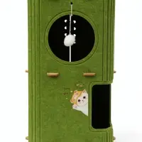 Домик для кошек &laquo;Этаж&raquo;, 35&times;35&times;60 см, раскладной, войлок, зеленый