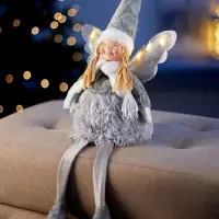 Светодиодная фигура &laquo;Кукла в сером&raquo; 70 см, текстиль, 6 LED, от батареек AG10&times;3, свечение тёплое белое