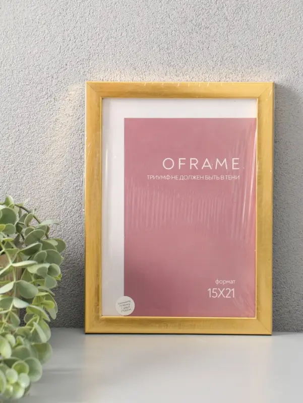 Фоторамка для фото 15х21 см "Oframe", пластик, золото, (пластик экран)
