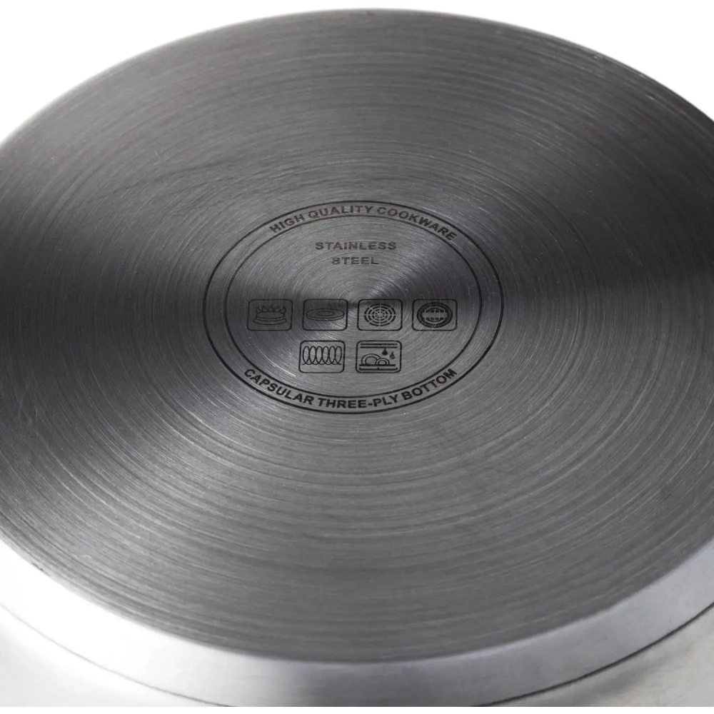 Сотейник 4л, нерж сталь, тройное дно, d=215, h=128, сдвумя ручками,индукция