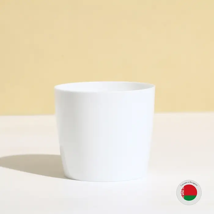 Кашпо для цветов, d=10 см, 0.5 л, пластик, белое