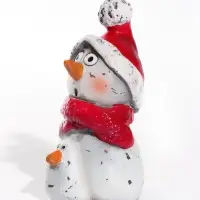 Фигурка полистоун &laquo;Снеговичок в колпаке, с птичкой&raquo; 5.5&times;4.5&times;8.5 см