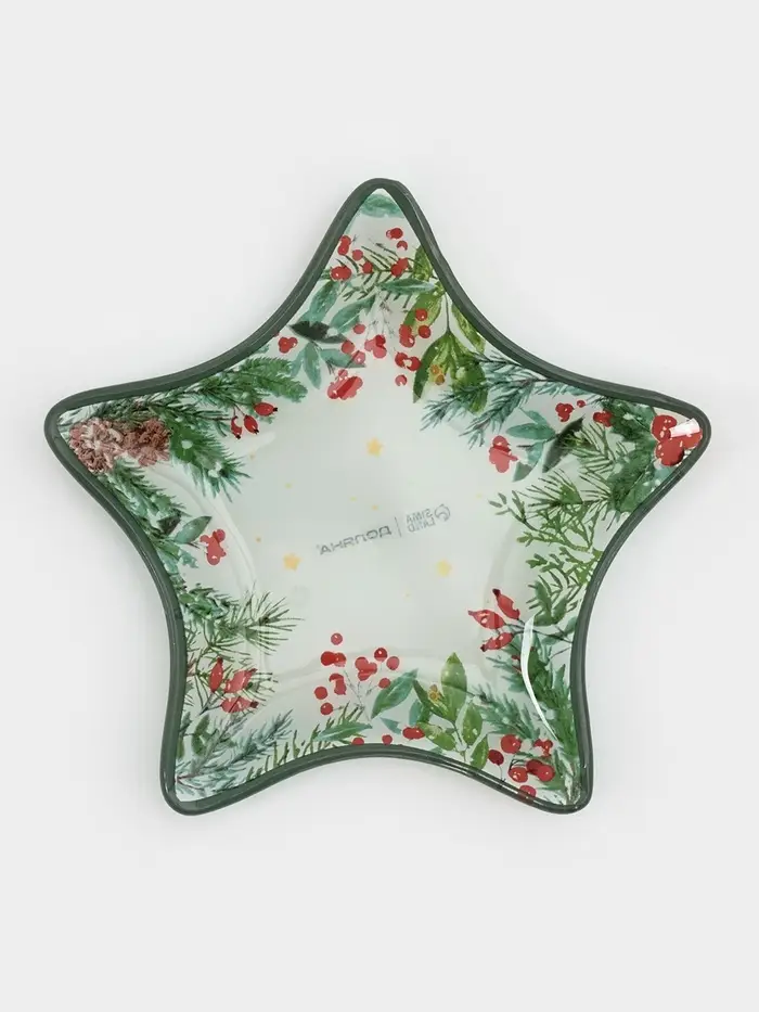 Блюдо сервировочное звезда "Еловые ветки" 15 см