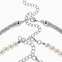 Чокеры &laquo;Стиль&raquo;, набор 3 шт. бусины №8, со стразами, тянется, 35 + удлинитель 5 см, белый в серебре