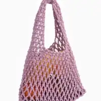 Сумка - авоська плетёная, клетка 1.5 см, лиловая