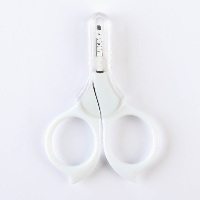Детские маникюрные ножницы, с защитным колпачком, ВИД 2, цвет белый Детские маникюрные ножницы, с защитным колпачком, ВИД 2, цвет белый