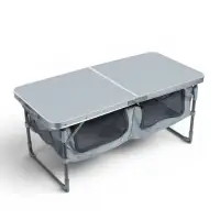 Стол складной ССТ-3П, 102&times;50&times;44.5/ 61 см, с полкой, металлик