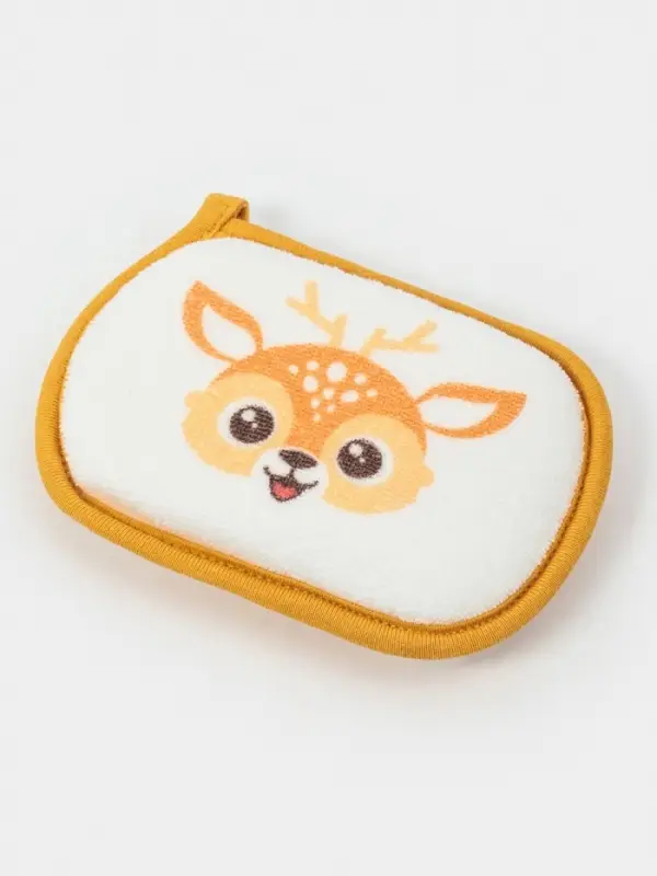 Мочалка для купания "Олененок", 12х8 см, цвет коричневый