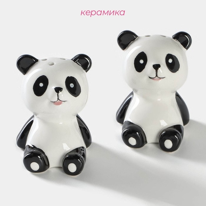 Набор для специй Доляна «Панда», 2 предмета: солонка 40 мл, перечница 40 мл, цвет белый и чёрный Набор для специй Доляна «Панда», 2 предмета: солонка 40 мл, перечница 40 мл, цвет белый и чёрный