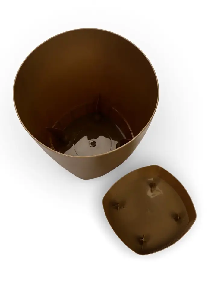 Горшок для цветов с прикорневым поливом Amsterdam, 8 л, цвет молочный шоколад