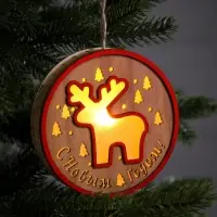 Ёлочная игрушка &laquo;Олень&raquo;, 13.5 см, 1 LED, от батареек, свечение тёплое белое