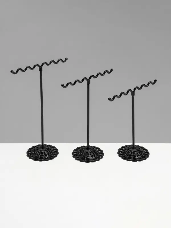 Подставка под серьги QF &laquo;Волны&raquo;, набор 3 шт., h=9.5, 11, 13 см, чёрная